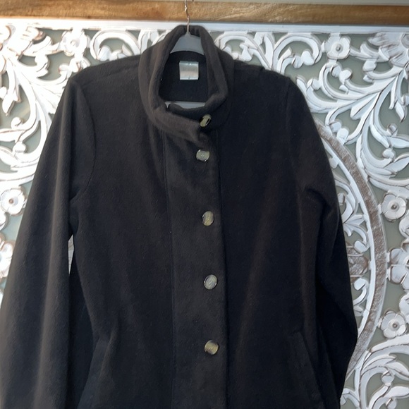 Blair Black Fleece Jacket Button Down Coat Full Zip/Button Women's Size M EUC - Picture 5 of 8